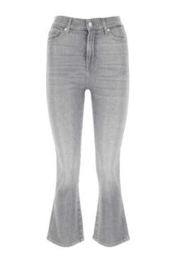 7 For All Mankind Stretch Stretch Denim HW Slim Jeans Gray