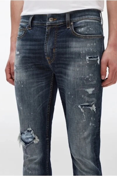 7 For All Mankind Slim Fit Allungamento Affusolato Slimmio Tek Downtown Indigo Dark Blue Blue 3 7 For All Mankind Slim Fit Allungamento Affusolato Slimmio Tek Downtown Indigo Dark Blue Blue